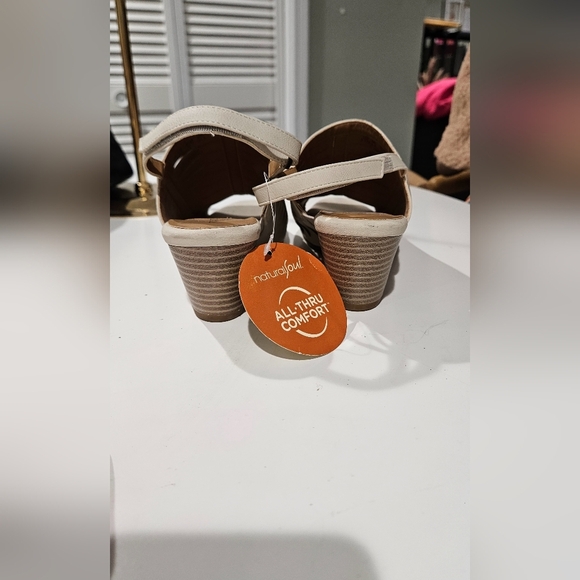 NATURAL SOUL Dayna Shell mooth Cream Slingback Stacked BlockHeel Sandals.6.5 NWT - Picture 5 of 15